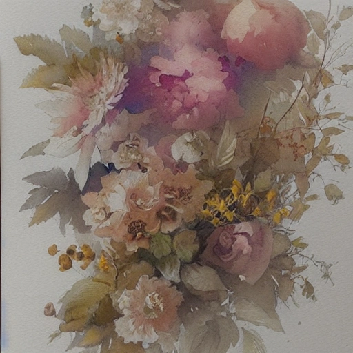 loose watercolor of floral corner muted colors isolated on white background by jean - baptiste monge