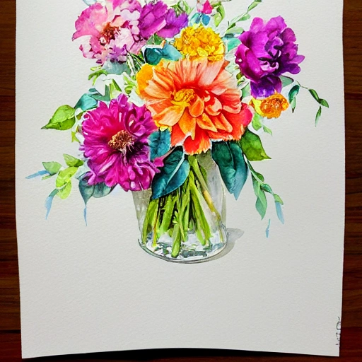 loose watercolor of floral arrangement bright colors isolated on white background by jean - baptiste monge