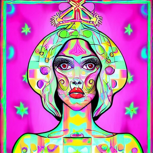 mujer con rostro angelical mirada profunda y cuerpo entero 
Trippy, Trippy, Cartoon