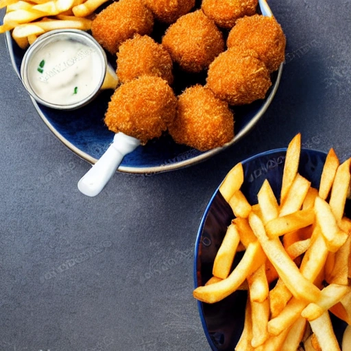 chicken balls with fries