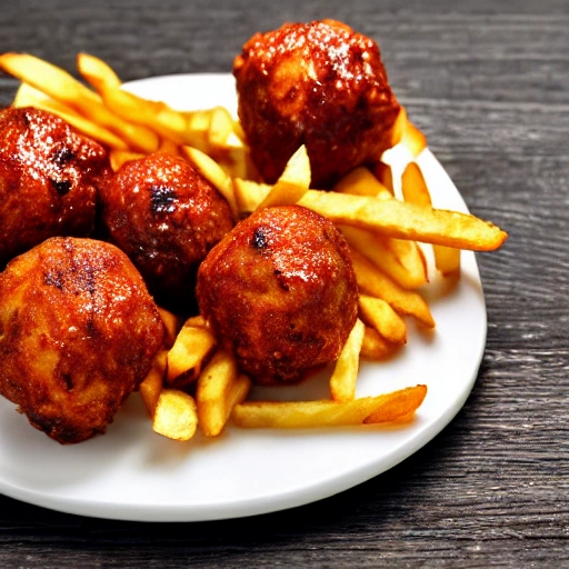 delicious chicken balls bbq with fries