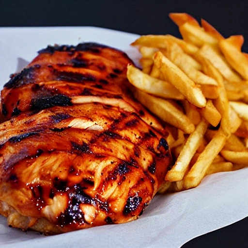 delicious chicken bbq with fries