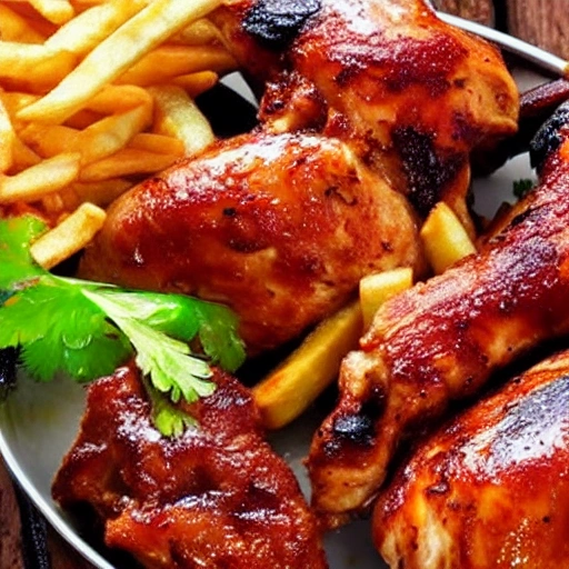 delicious chicken boneless bbq with fries