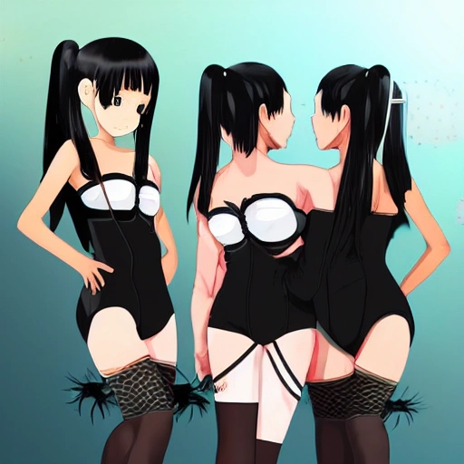 best quality, ultra high res, (photorealistic:1.4),Science fiction weapon，laptop,antenna hair clips ,Science fiction，fishnets，science_fiction，black strapless leotard,,,oppai loli，cleavage,black eyes, black  hair，twintails， messy_hair，oppai loli，（lmasterpiece), i(best quality, super fine illustration]]. ((beautiful eyes)),[ very delicate light, perfect an delicate limbs], [nature,city,,painting, water spray),Kl fine luminescence ,very fine 8KCG wallpapery], whole body, bright eyes,((an extremely delicate and beautiful girl))，perfect hands