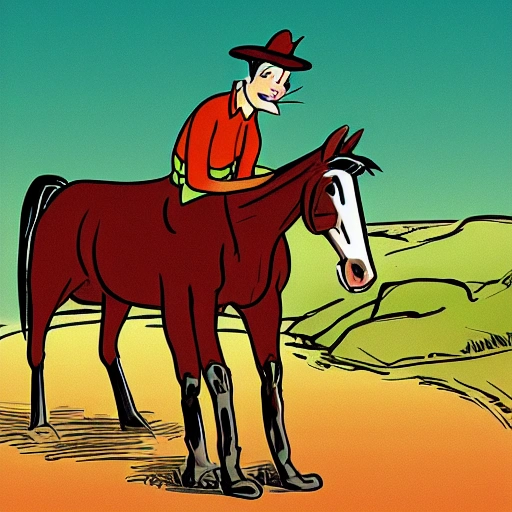 , Cartoon,a man with horse