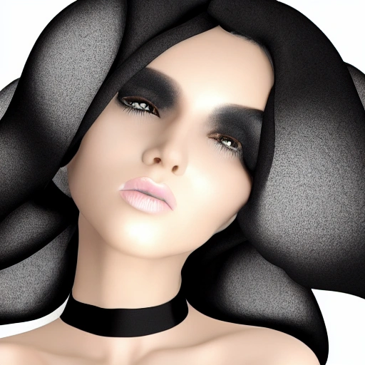 , 3D, beautiful girl with black silk