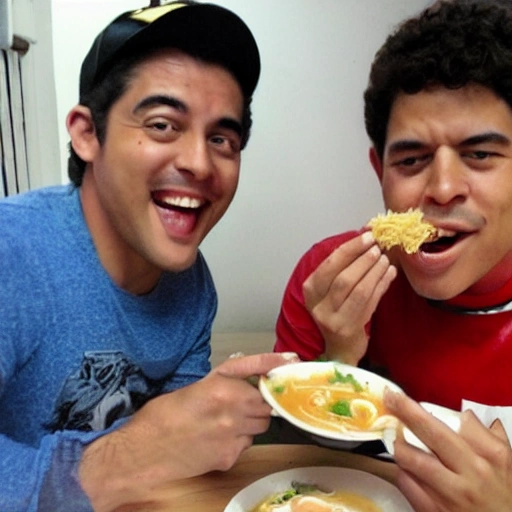 bruno y luciano comiendo RAMEN
