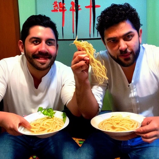 bruno y luciano comiendo RAMEN
