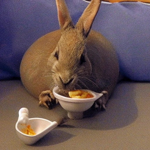 Conejo comiendo dormidos, 3D