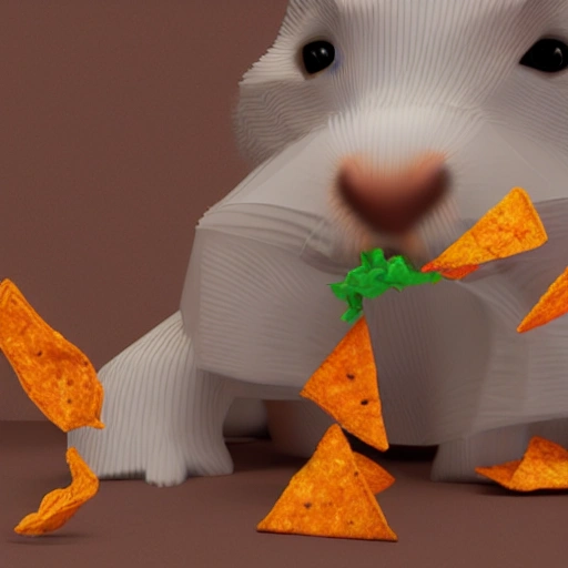 Conejo comiendo doritos, 3D