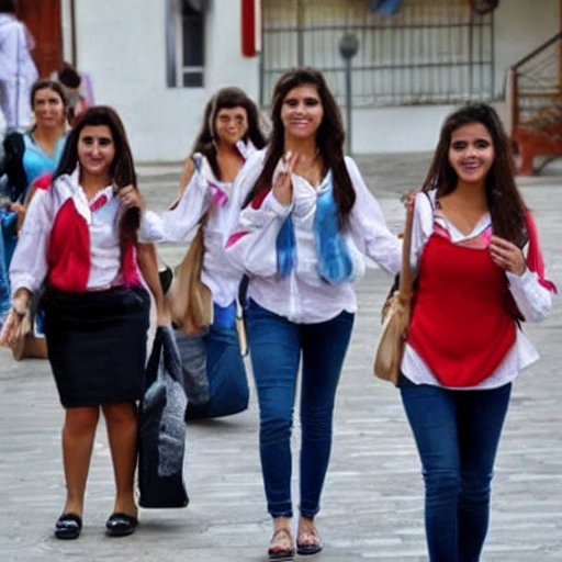 MUJERES ARGENTINAS SALIENDO DEL COLEGIO