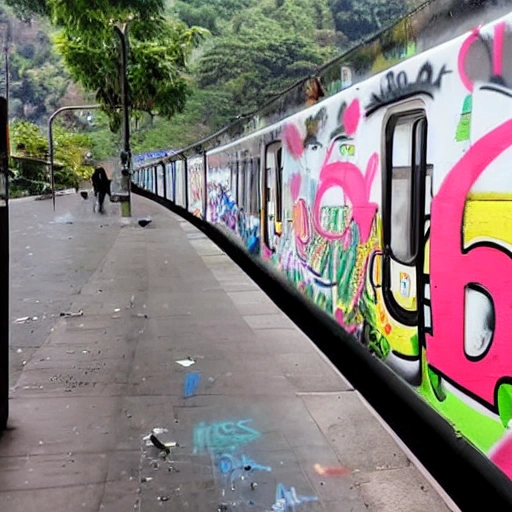 Medellin metro vandalized with graffiti 