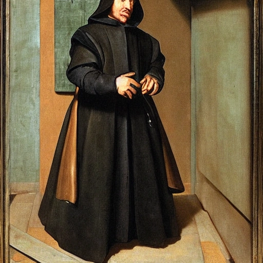 Hooded person painted by Diego Velazquez