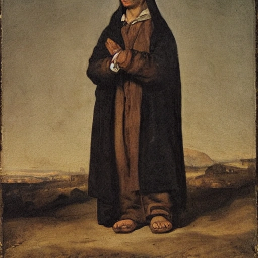 Hooded person painted by Diego VelazquezPalestinian insurgent painted by Bartolome Esteban Murillo