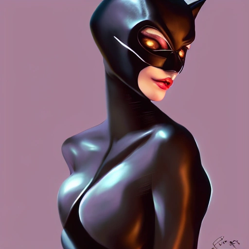 art, digital illustrations, portraits, sharp focus, elegant, digital painting, artstation, concept art, global illumination, ray tracing, chaykin howard, cat-girl, neva masquerade, smoothness, Catwoman