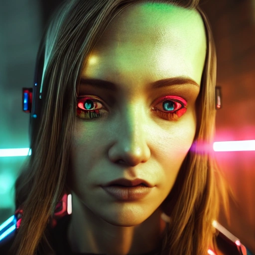 side close up portrait of 1 cyberpunk girl, detailed face, spotl ...