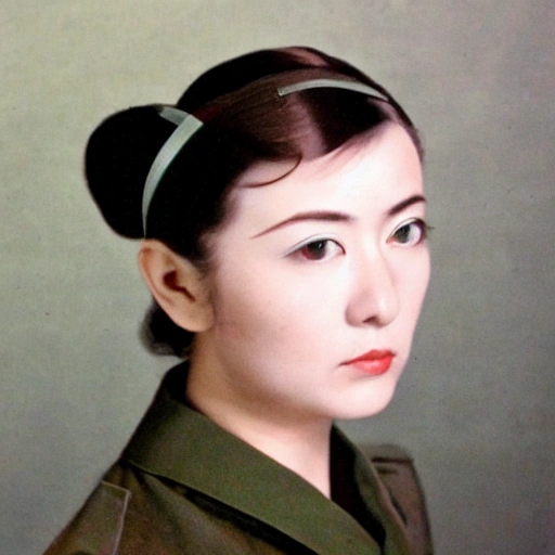 
Japanese WWII ribbon hair portrait sci-fi weapon