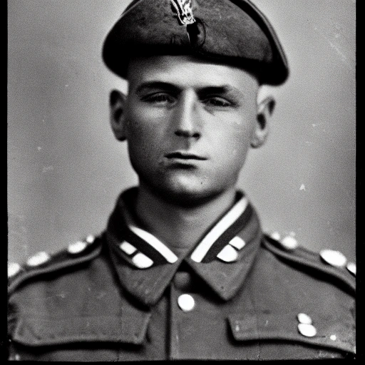 Portrait of a soldier showing a knife second world war