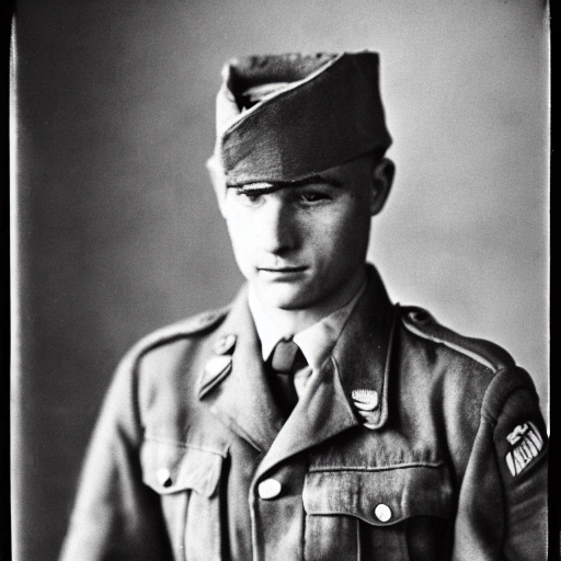 Portrait of a soldier a knife in his hand second world war