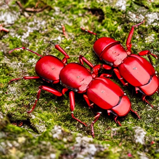 red beetles in forest