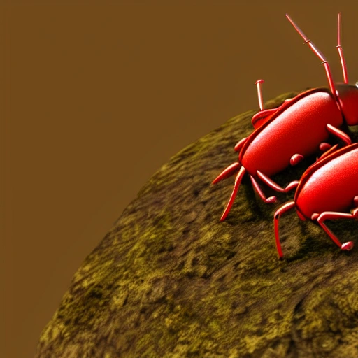 red beetles in forest, 3D