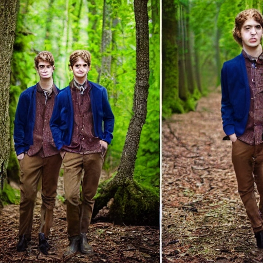 gorgeous young men portrait photo in the forest