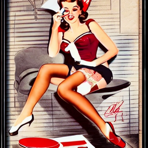 pin up girl with sigarets
