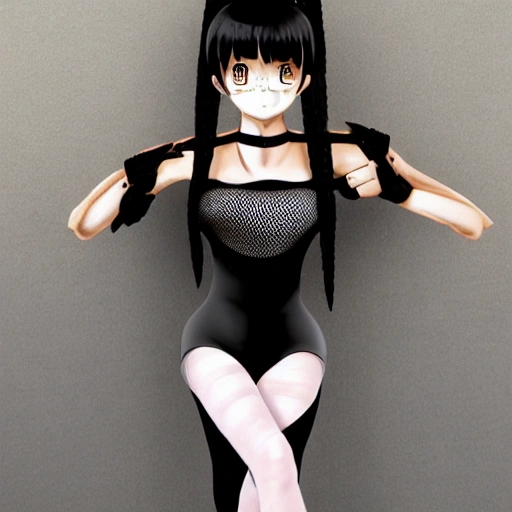 best quality, ultra high res, (photorealistic:1.4),Science fiction weapon，laptop,antenna hair clips ,Science fiction，fishnets，science_fiction，black strapless leotard,,,oppai loli，cleavage,black eyes, black hair，twintails， messy_hair，oppai loli，（lmasterpiece), i(best quality, super fine illustration]]. ((beautiful eyes)),[ very delicate light, perfect an delicate limbs], [nature,city,,painting, water spray),Kl fine luminescence ,very fine 8KCG wallpapery], whole body, bright eyes,((an extremely delicate and beautiful girl))，perfect hands