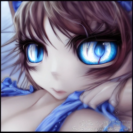 Fantasy, cat, gothic, anime, 3d, realistic, detail, girl, best quality, ultra-high resolution, (photorealistic:1.4), ((beautiful eyes)), dark fantasy, square, blue eyes, underwear