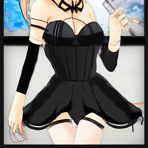 best quality, ultra high res, (photorealistic:1.4),Science fiction weapon，laptop,antenna hair clips ,Science fiction，fishnets，science_fiction，black strapless leotard,,,oppai loli，cleavage,black eyes, black  hair，twintails， messy_hair，oppai loli，（lmasterpiece), i(best quality, super fine illustration]]. ((beautiful eyes)),[ very delicate light, perfect an delicate limbs], [nature,city,,painting, water spray),Kl fine luminescence ,very fine 8KCG wallpapery], whole body, bright eyes,((an extremely delicate and beautiful girl))，perfect hands