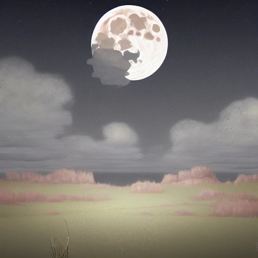 "width": 1.920,
"height": 1.080,
Prompt: Digital painting of a surreal landscape featuring full moon and  The overall style is a mix of Caspar David Friedrich and Hayao Miyazaki's artistic styles