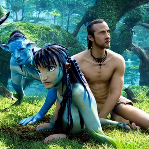 avatar movie Na'vi couple sunbathing, realistic 8k movie
