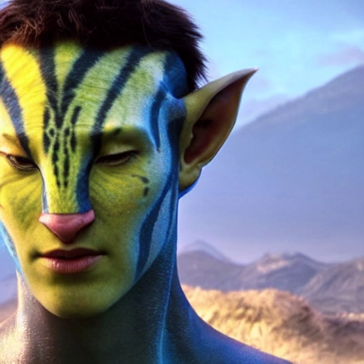 Na'vi of avatar film whith eyes closed sunbathing, realistic 8k movie


