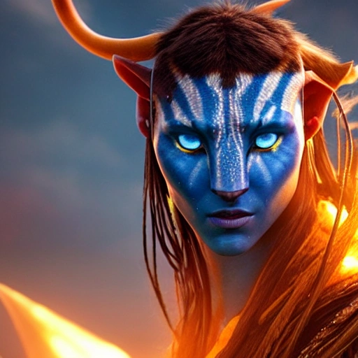Na'vi of avatar film whith eyes closed relax , realistic 8k movie


