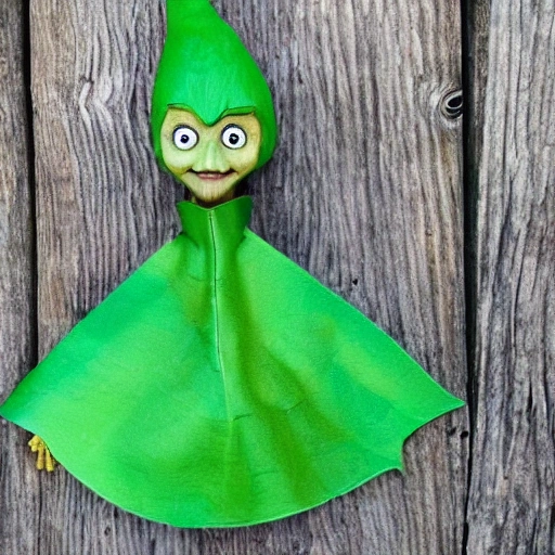 small green goblin  weared with wood dress and axe 

