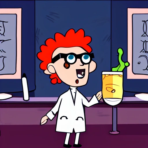 Intelligent mad scientist, with a giant brain and very strange glasses
, Cartoon