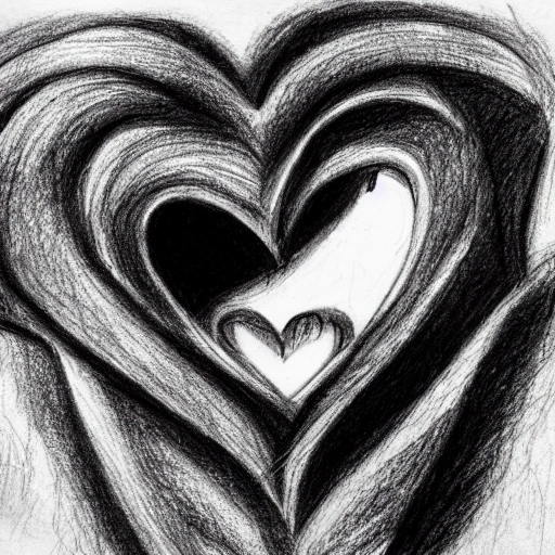 HD Black Hand Sketch Heart Love PNG | Citypng