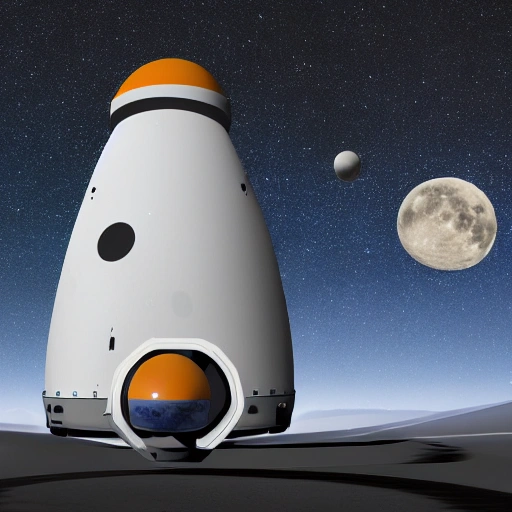 capsule to sleep in space with moon in the background