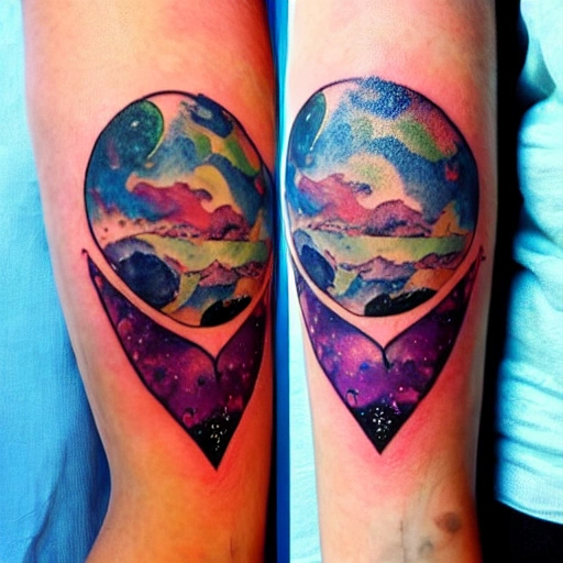 women look the moon and the moon is a heart, i love you, and tattoo woman