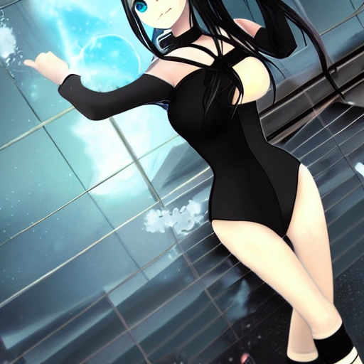 best quality, ultra high res, (photorealistic:1.4),Science fiction weapon，laptop,antenna hair clips ,Science fiction，fishnets，science_fiction，black strapless leotard,,,oppai loli，cleavage,black eyes, black  hair，twintails， messy_hair，oppai loli，（lmasterpiece), i(best quality, super fine illustration]]. ((beautiful eyes)),[ very delicate light, perfect an delicate limbs], [nature,city,,painting, water spray),Kl fine luminescence ,very fine 8KCG wallpapery], whole body, bright eyes,((an extremely delicate and beautiful girl))，perfect hands, black angel, black dress, black wings