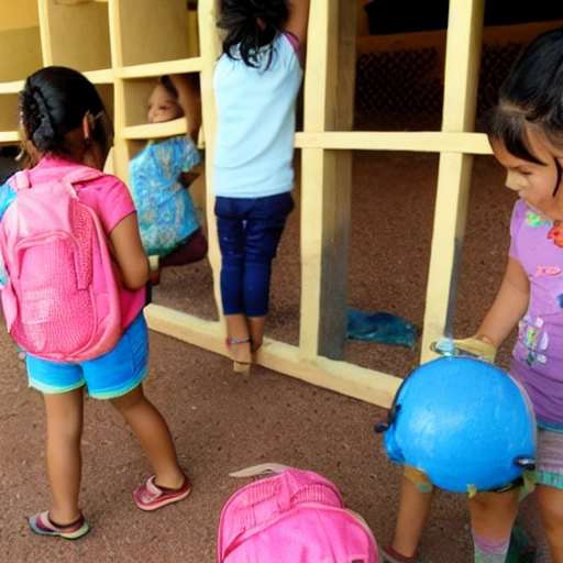 Niñas jugando en la escuela