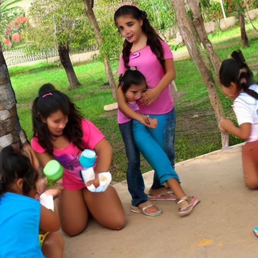 Niñas jugando en la escuela