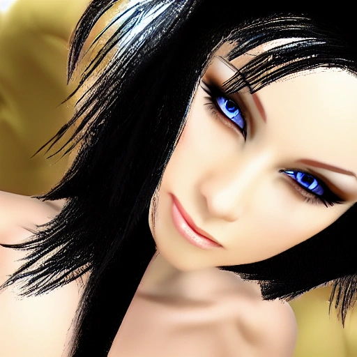 russian, women, fantasy,  blue eyes, black hair, , 3D