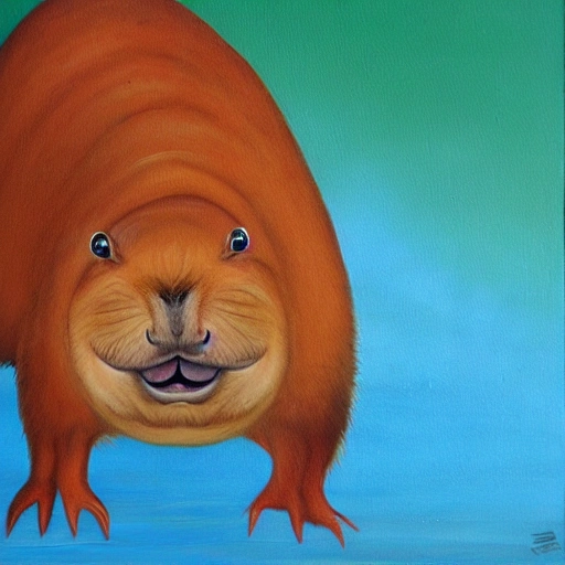 dinosaur capybara 
, Oil Painting