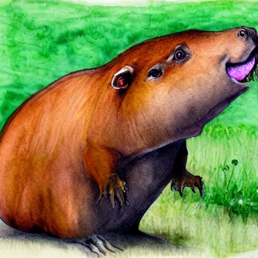 dinosaur capybara 
, Water Color