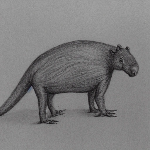 capybara dressing dinosaur, , Pencil Sketch