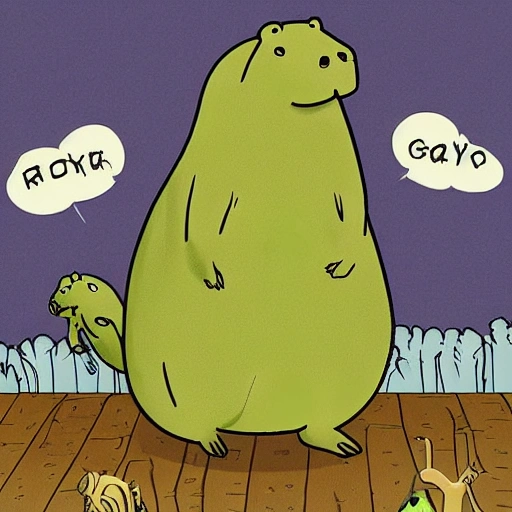 capybara dressing dinasaur, , Cartoon