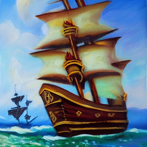 pirate ship, Oil Painting