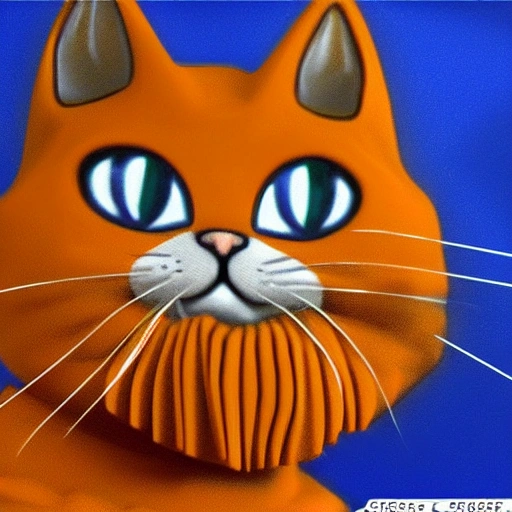 Gato cartoon, , Cartoon, 3D, detallado, fonda naranja, alto contraste