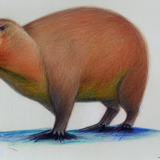 capybara dessing dinosaur,  Pencil Sketch,, Water Color